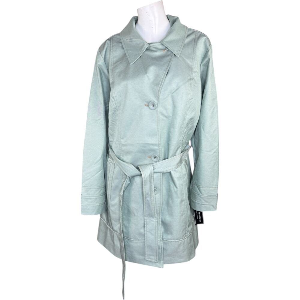 Isaac Mizrahi Live! Water Resistant‎ Trench Coat Lining and Hood Desert Sage XL